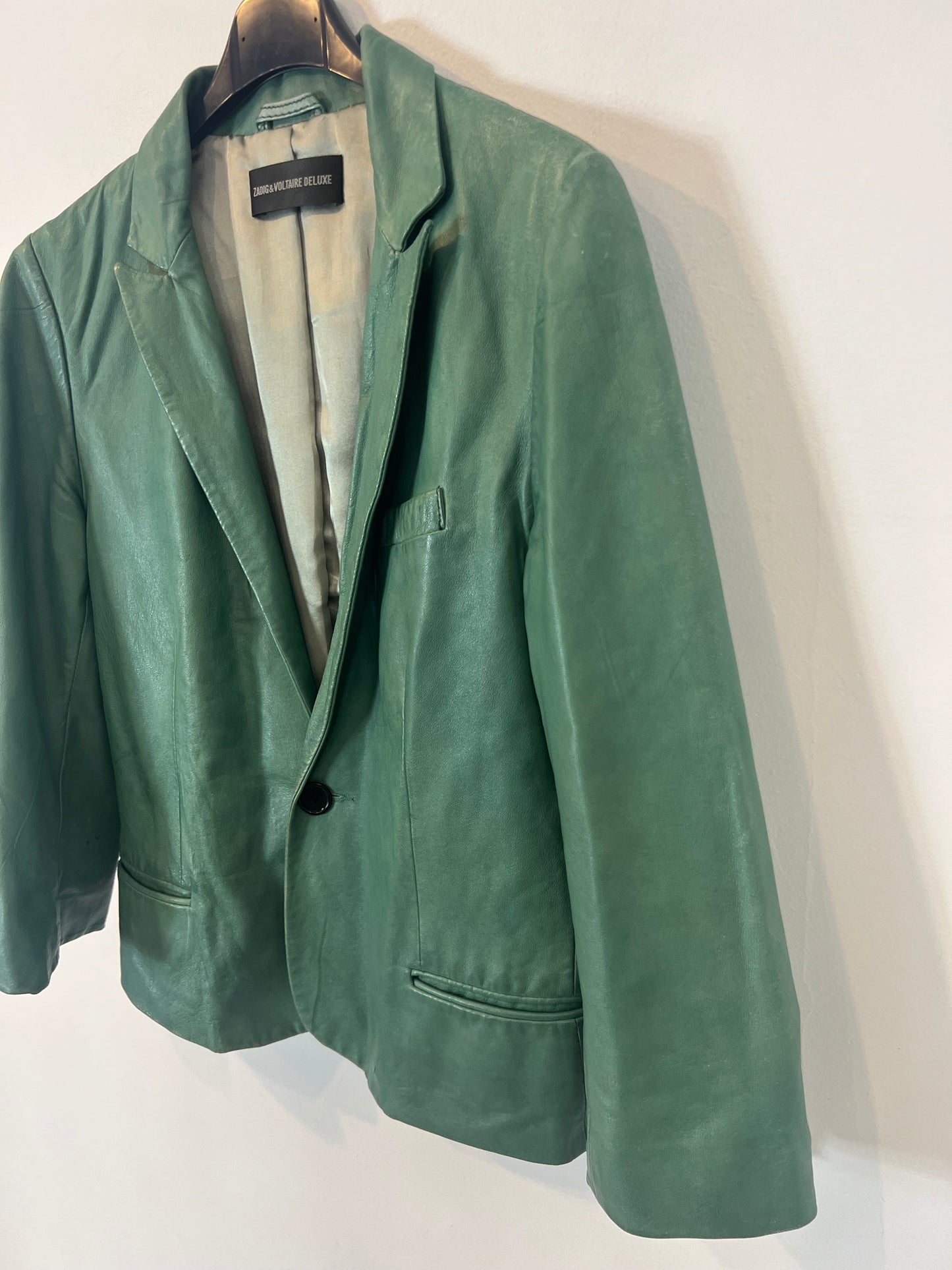 ZADIG & VOLTAIRE. Chaqueta verde piel. T M (tara)