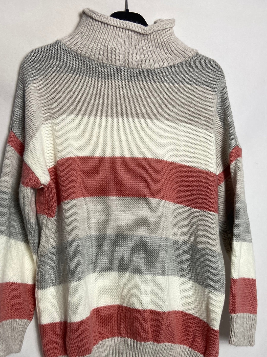 OTRAS. Jersey rayas grises y rosas. T M