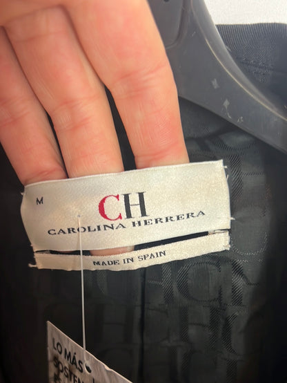 CAROLINA HERRERA. Abrigo cruzado azul oscuro T.m (s/m)