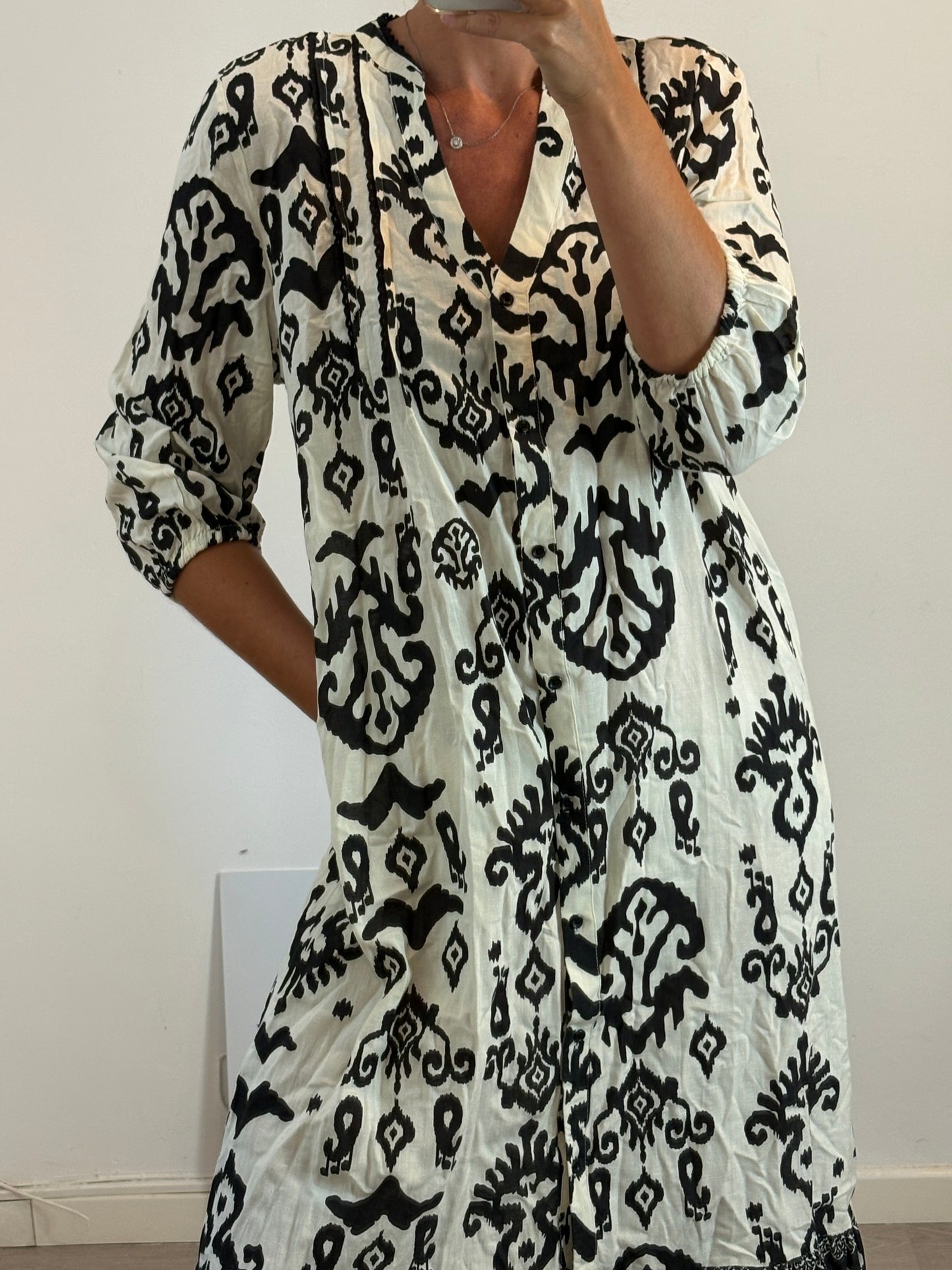 SFERA. Vestido largo/kimono con lino. T M