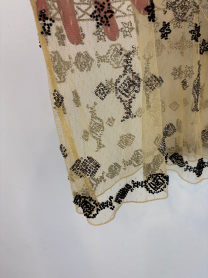 ZARA. Top semitransparente pedrería. T XS