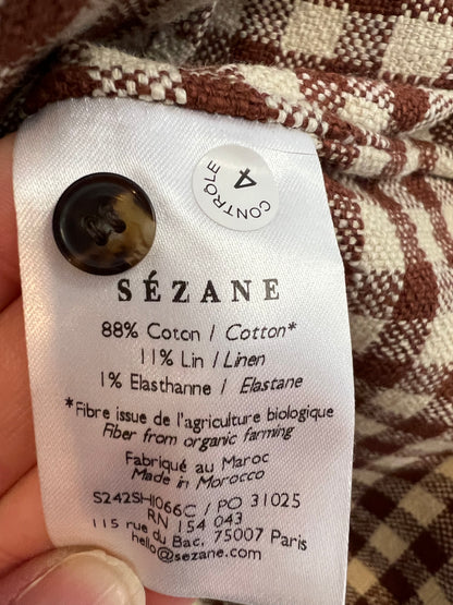 SÉZANE. Camisa textura vichy marrón. T XS