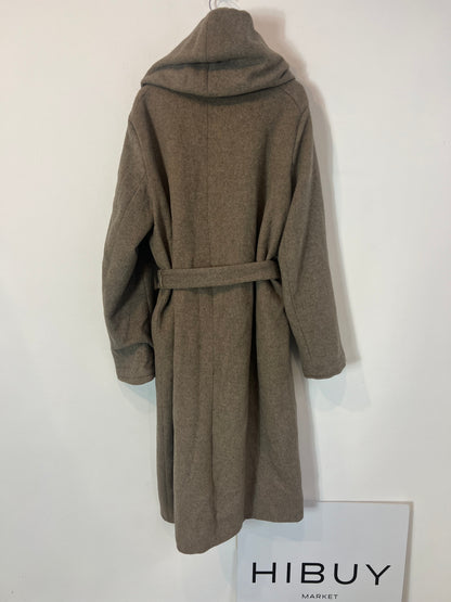 ZARA. Abrigo largo color topo con lana. T L