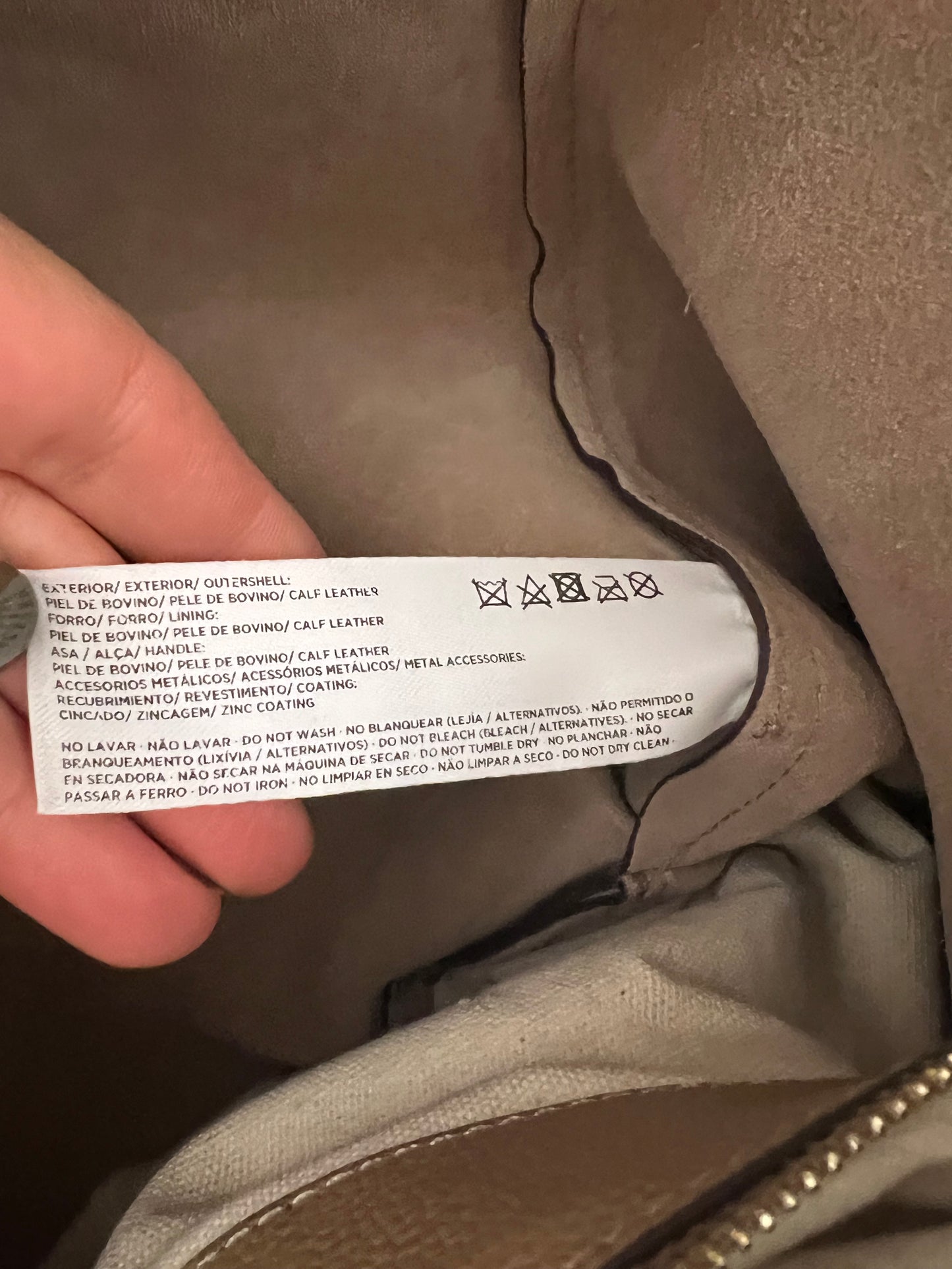 LATOUCHE. Bolso piel shopper beige oscuro