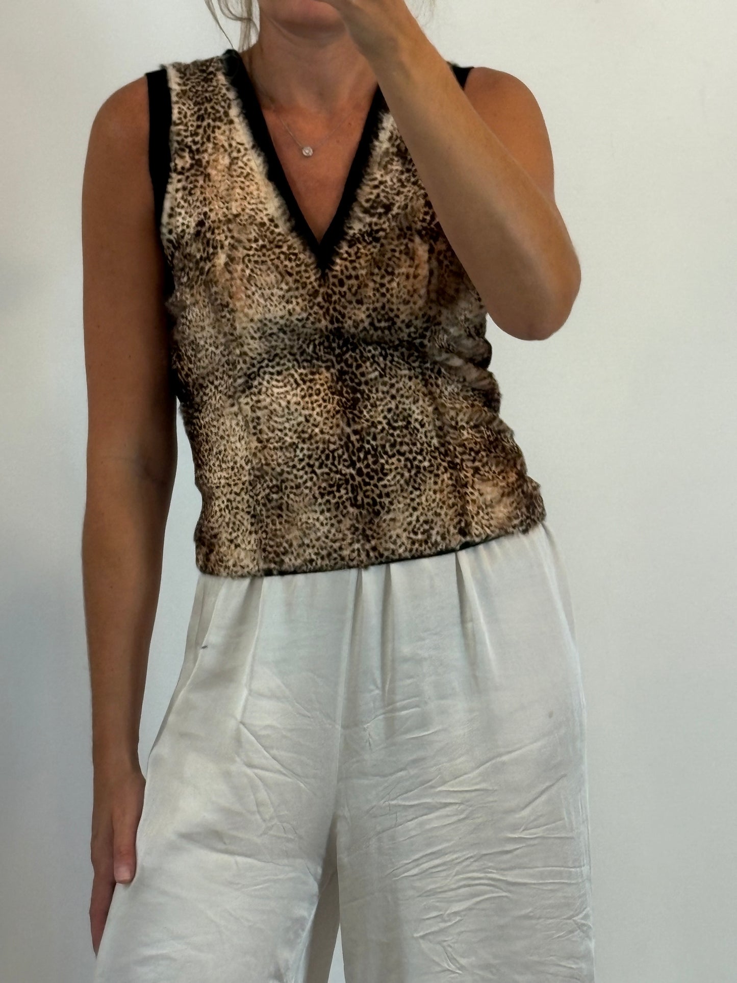 SPORTMAX. Top pelo natural y seda. T 42 (M)