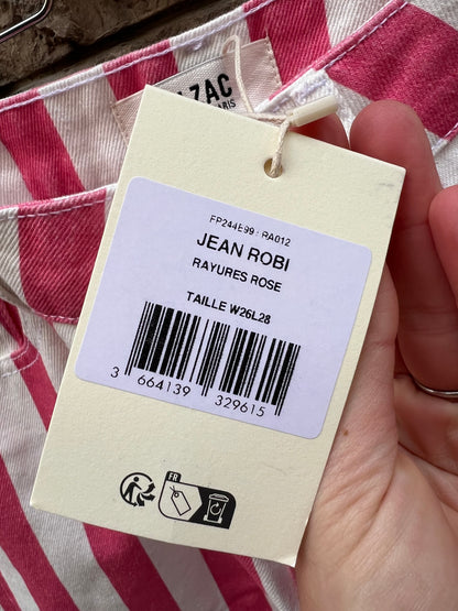 BALZAC. Denim rayas rosas abotonado. T 26 (S)