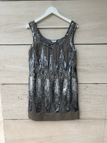 PHILOSOPHY DI Alberta Ferretti. Vestido corto seda lentejuelas