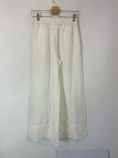 ZARA. Pantalón blanco lino fluido