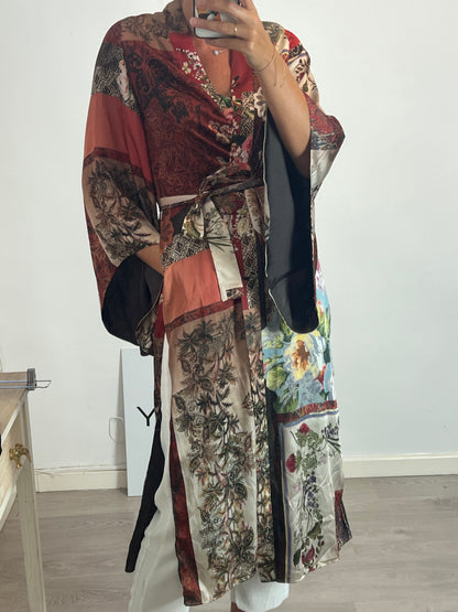 ZARA. Kimono fluido estampado T.s