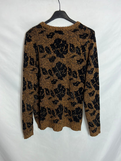 BIMBA Y LOLA. Jersey marrón y negro hilos. T M