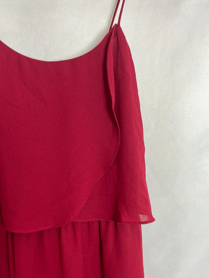 MANGO. Vestido burdeos tirantes. T S