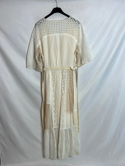 ZARA. Beige die-cut long dress. TS