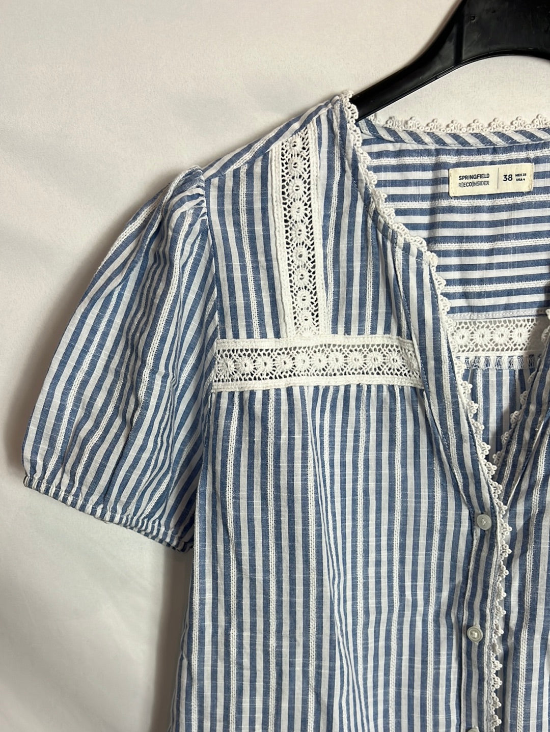 SPRINGFIELD. Short-sleeved striped blouse. Size 38