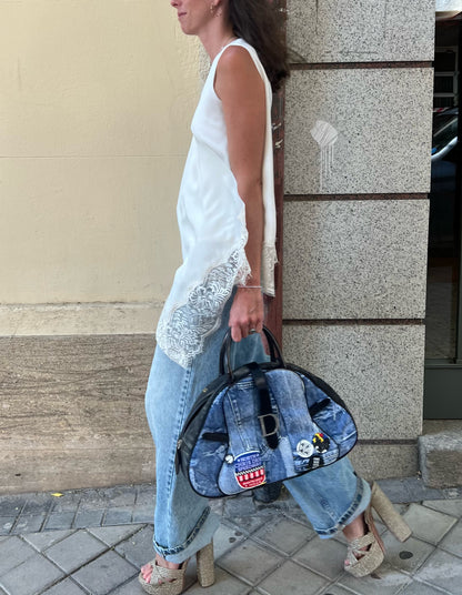 CHRISTIAN DIOR. Bolso Speedway Saddle denim