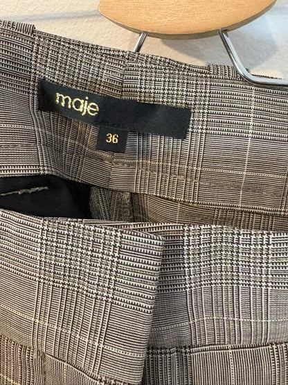 MAJE. Pantalón gris cuadros