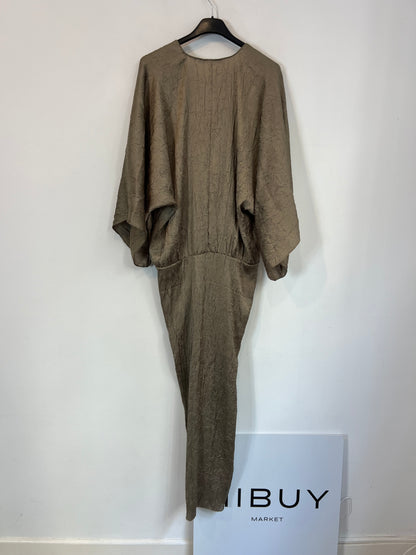 ZARA. Vestido verde textura T.m