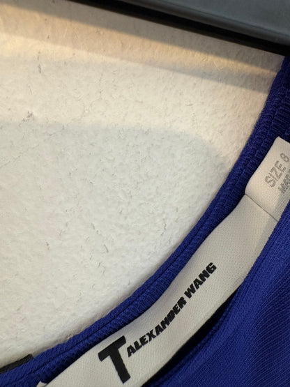 ALEXANDER WANG. Vestido seda azul aberturas