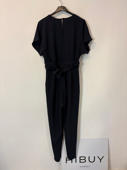 ZARA. Mono azul fluido escote