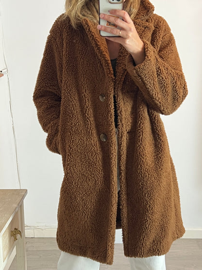 UNIQLO. Abrigo textura marrón. T M