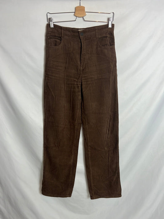 PULL&amp;BEAR. Brown corduroy straight-leg trousers. Size 34