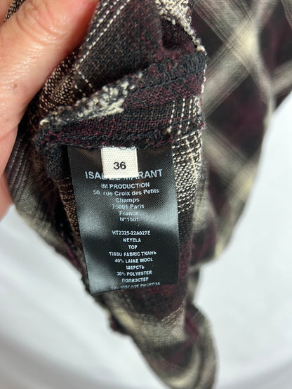 ISABEL MARANT ETOILE. Checked wool gathered top. Size 36