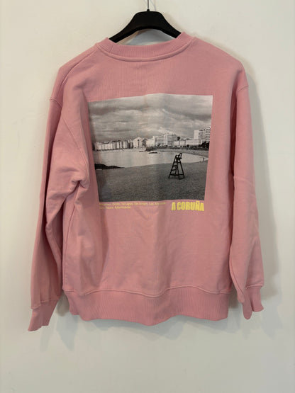 ZARA. Conjunto felpa  rosa dibujos. T 13-14 años (xs)