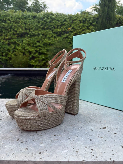 AQUAZZURA. Sandalia  Sundance textura brillo. T 40.5