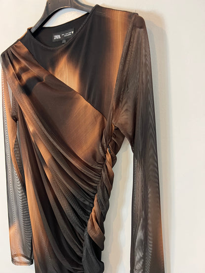 ZARA. Vestido corto tul tie die. T S