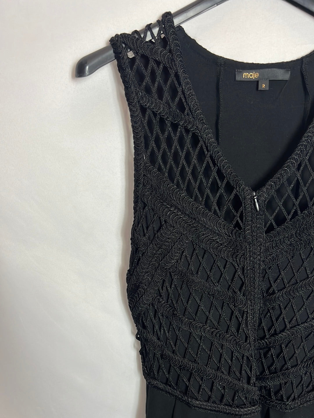 MAJE. Double-textured black dress. Size 2(M)