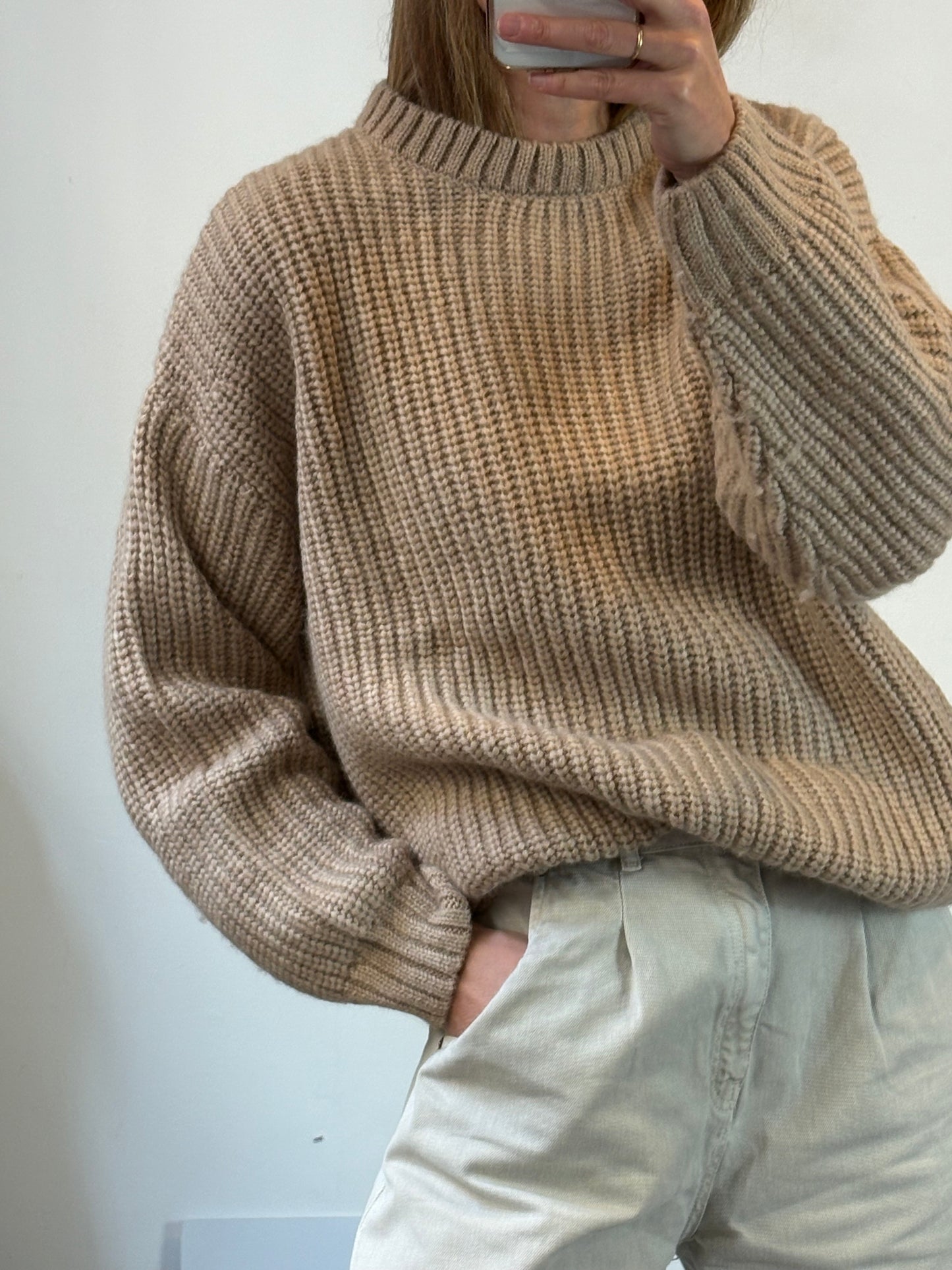 ANINE BING. Jersey beige alpaca
