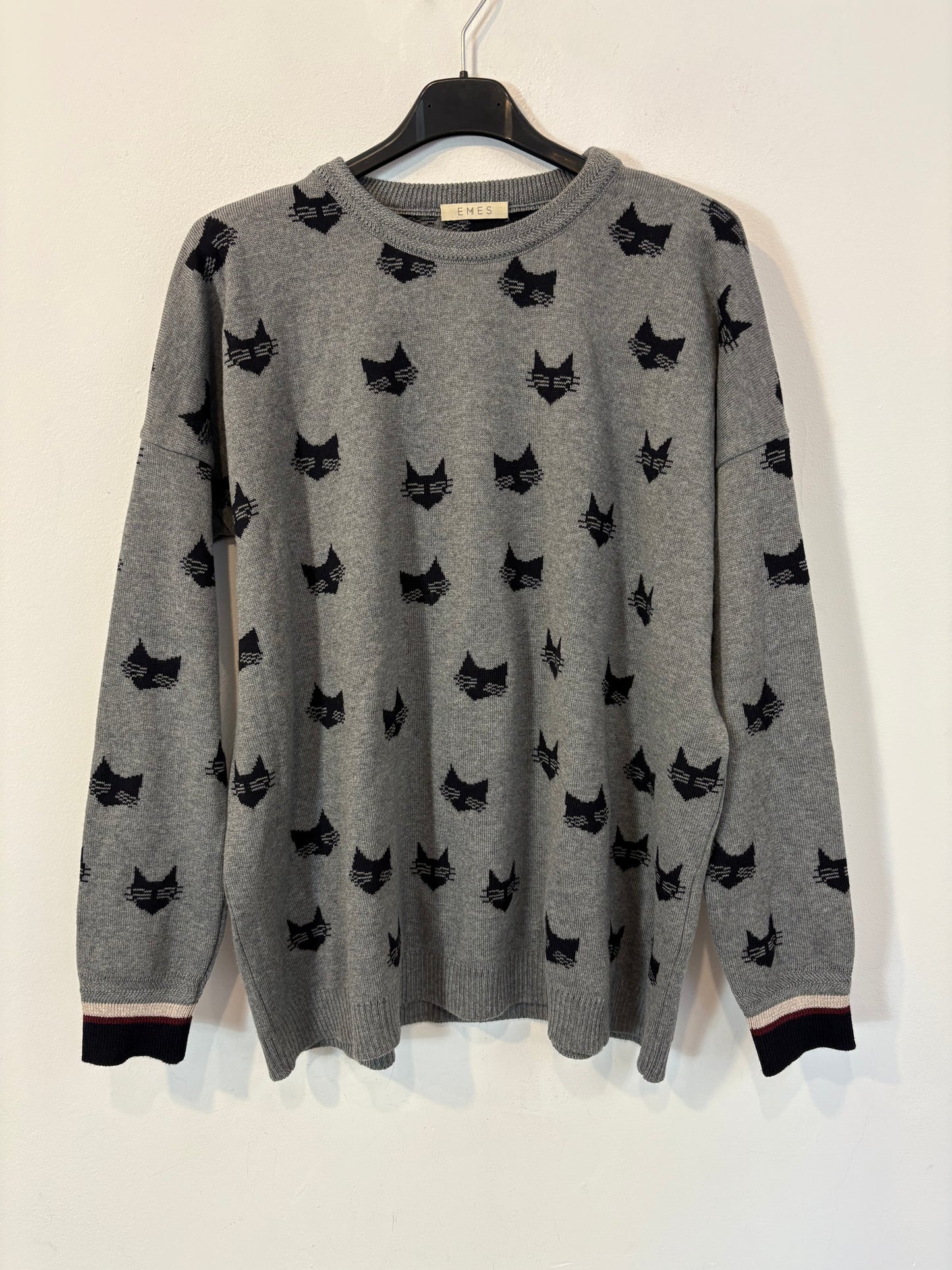 EMES. Jersey gris merino estampado