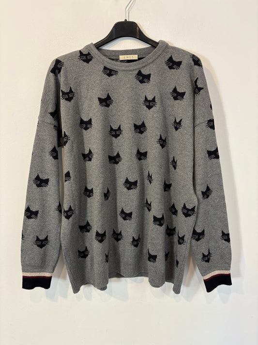 EMES. Jersey gris merino estampado