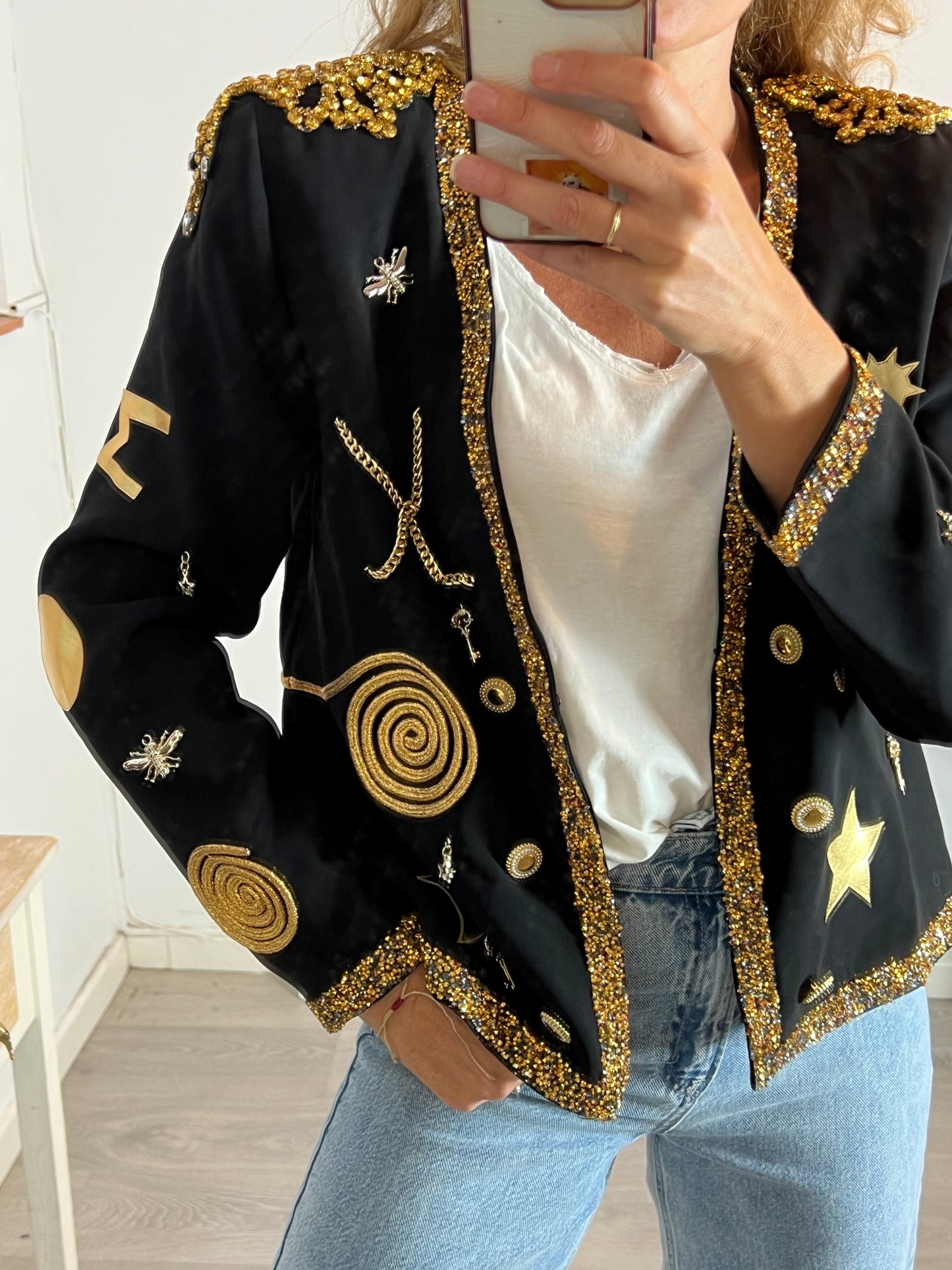 KIKIRIKI. Black beaded jacket. TS