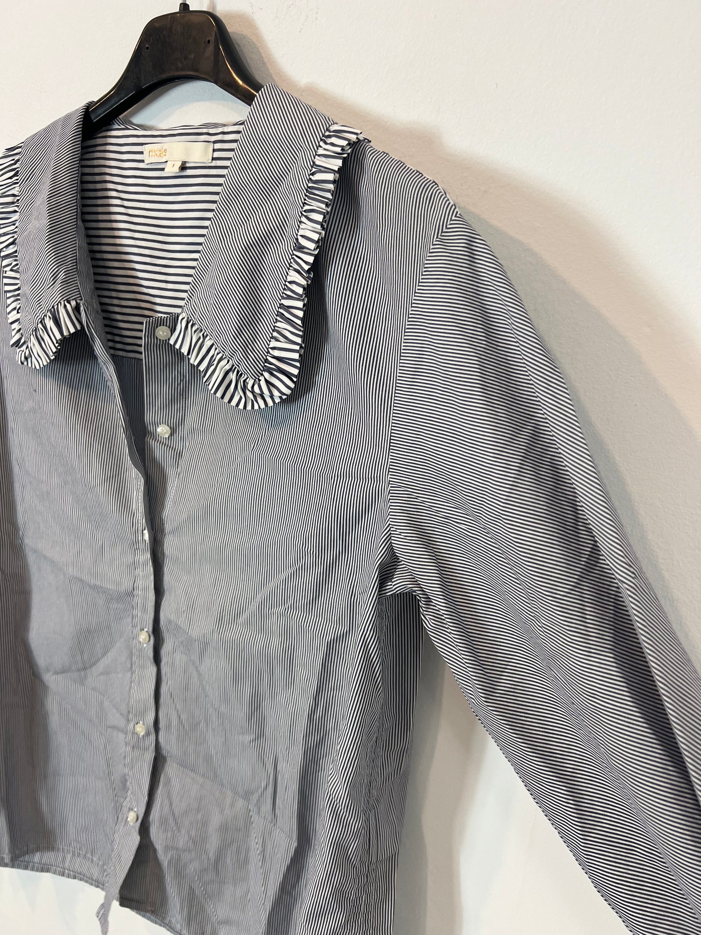 MAJE. Blue striped blouse with collar detail. Size 1 (S)