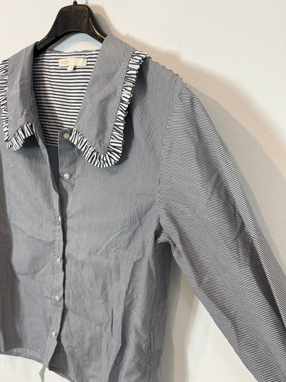 MAJE. Blue striped blouse with collar detail. Size 1 (S)