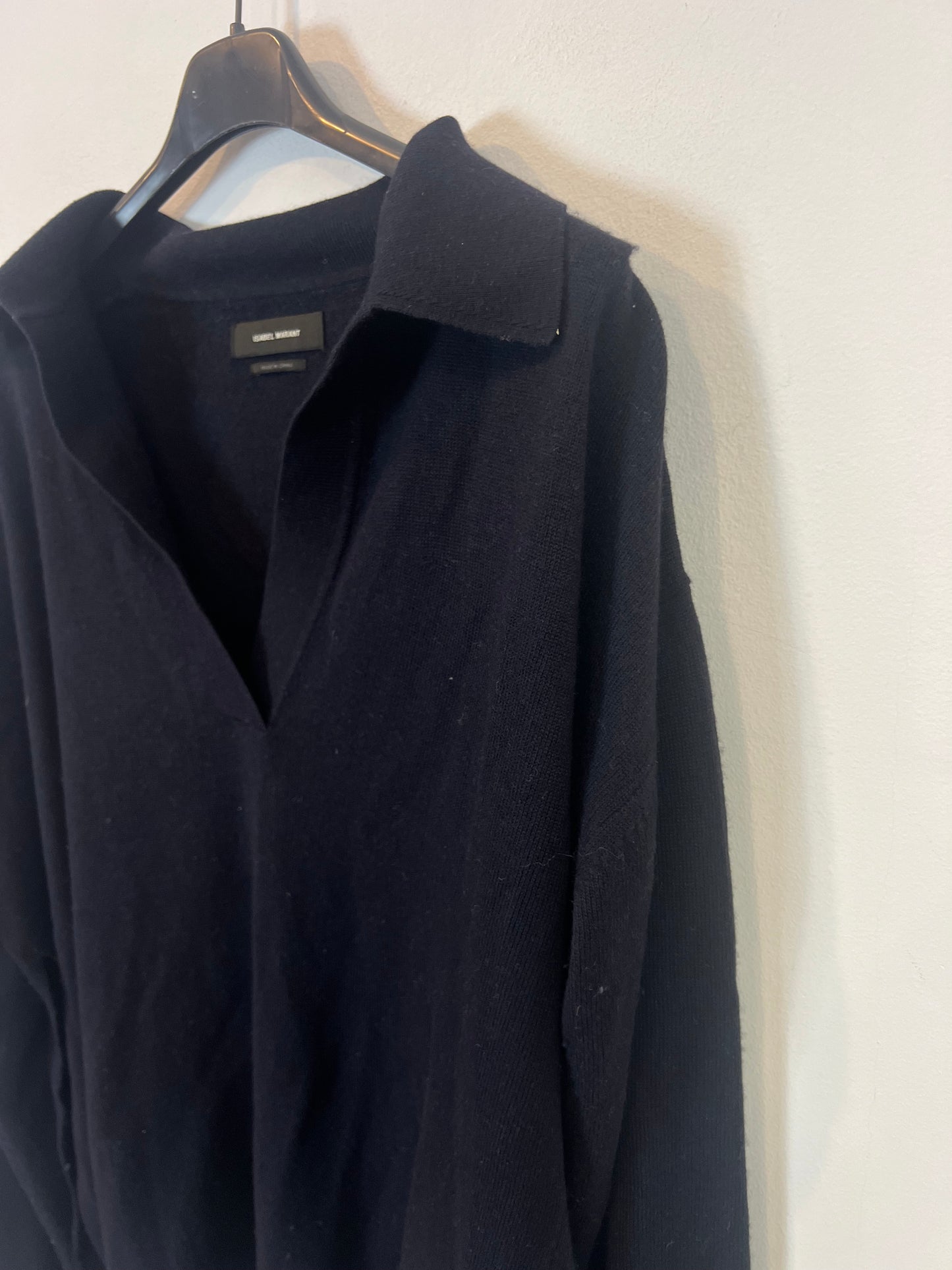 ISABEL MARANT. Jersey azul abertura con lana. T 34 (S/M)