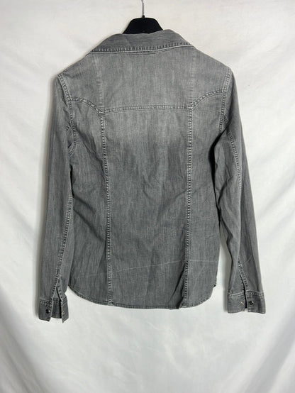 MASSIMO DUTTI. Camisa denim gris. T L