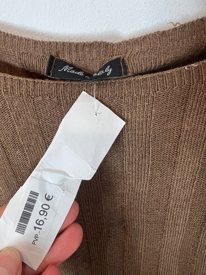 OTRAS. Top marrón canalé. T M/L