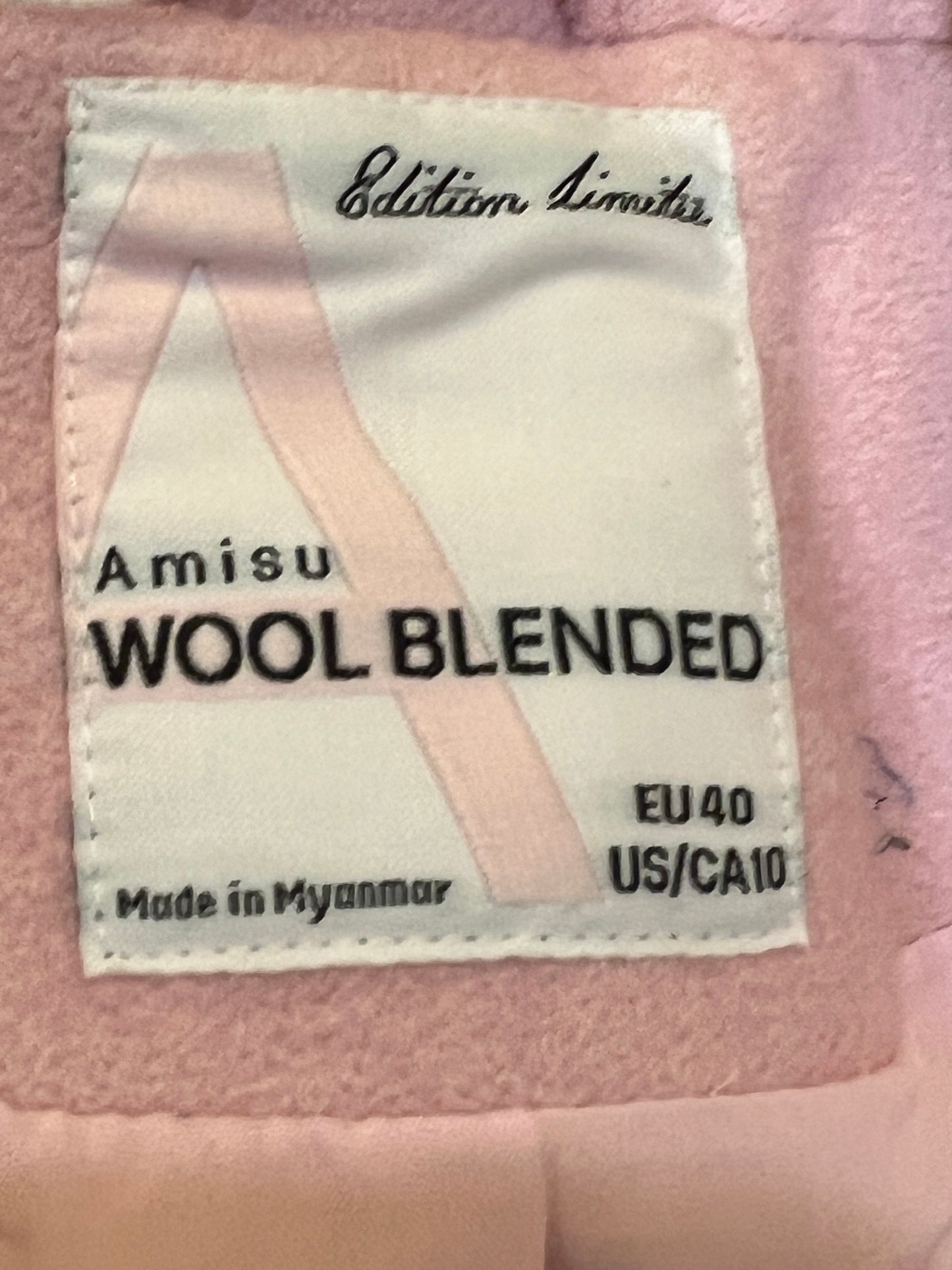 AMISÚ. Abrigo paño rosa T.40