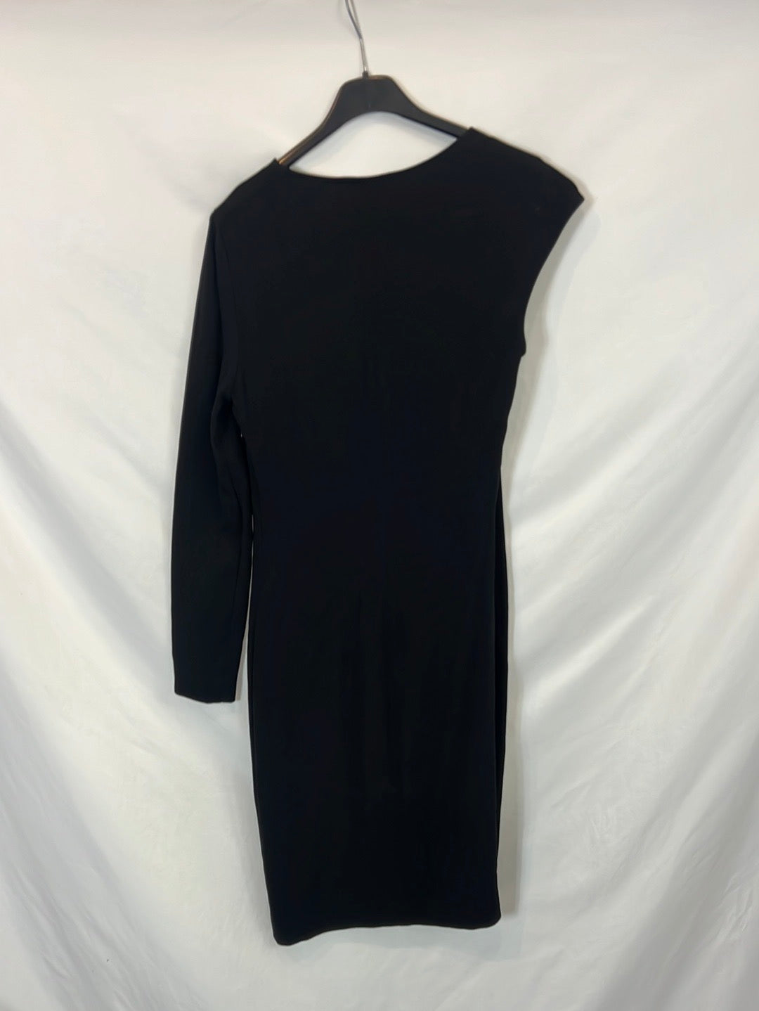 ANGEL SCHLESSER. Asymmetrical black midi dress. T 38i