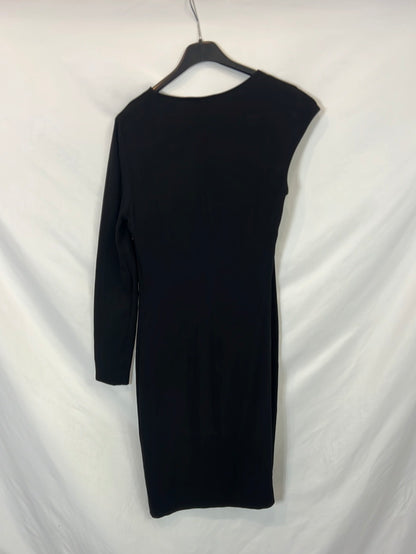 ANGEL SCHLESSER. Asymmetrical black midi dress. T 38i