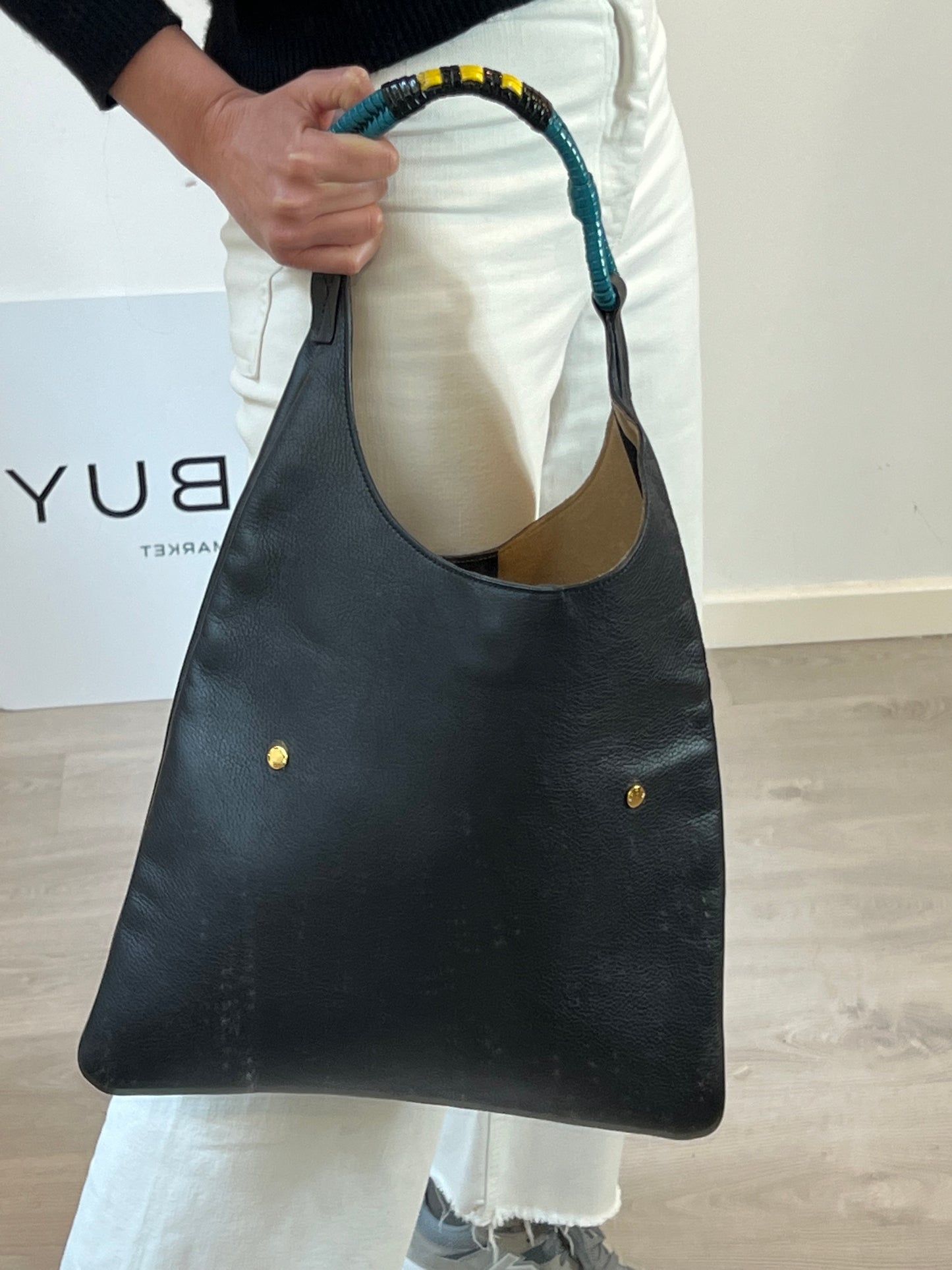 MARNI. Leather bag with handle detail