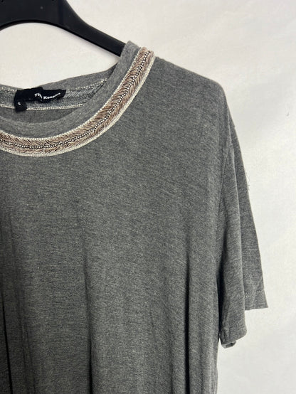 THE KOOPLES. Flowy gray T-shirt with collar detail. TS
