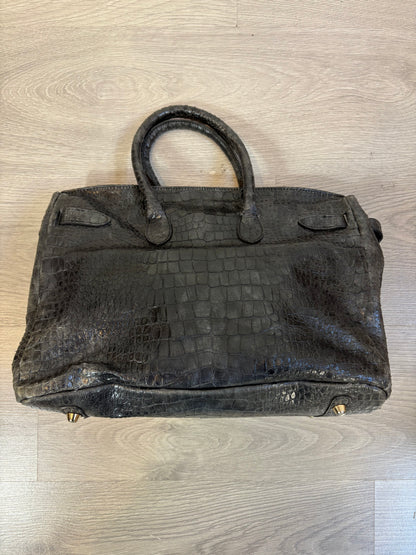 OTRAS. Bolso de mano gris piel