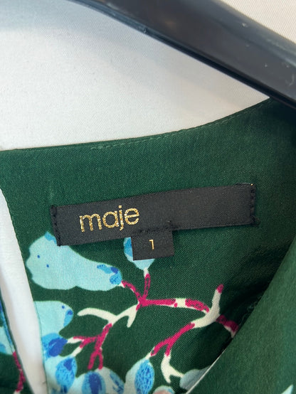 MAJE. Blusa verde flores T.s