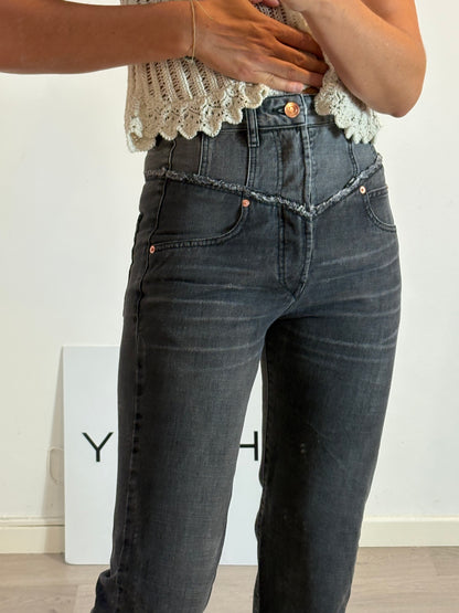 ISABEL MARANT . Denim gris abotonado cintura alta. T 34