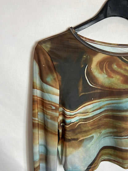 SHEIN. Crop top elástico estampado. T S