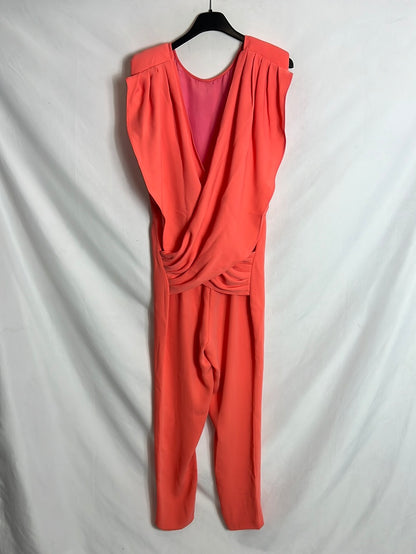 DAVID CHRISTIAN. Mono largo salmón detalle espalda. T 36