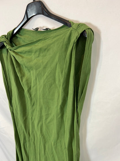 ZARA. Vestido largo verde T.s