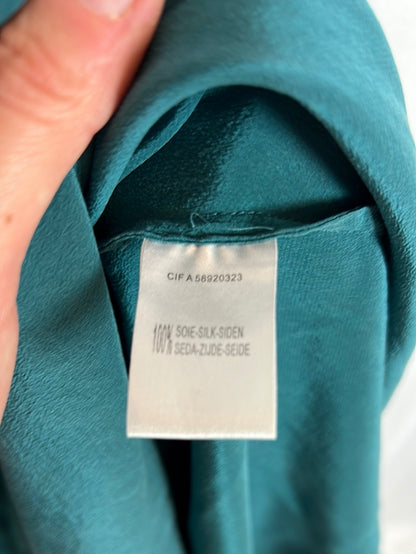 CÔTE FEMME. Vestido midi seda verde agua. T 36